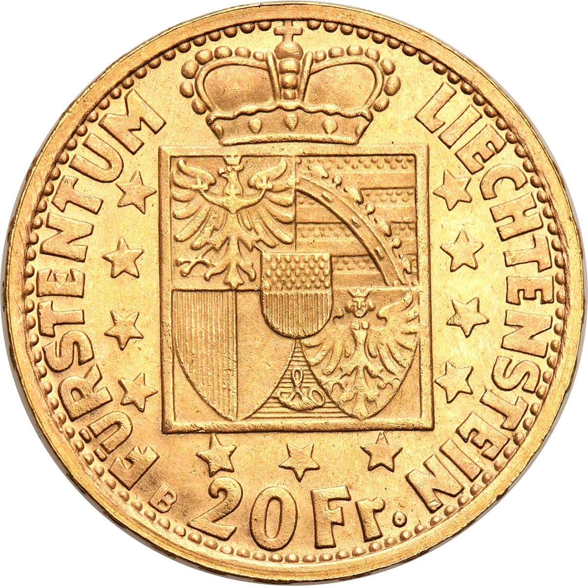 Liechtenstein. Franciszek Józef. 20 franków 1946
